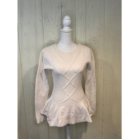 Ted Baker Sweaters - Ted Baker Ohavia Ivory Peplum Sweater Long Sleeve Size 4